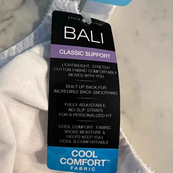 Bali Womens 38C Cotton Classic Support Wire Free Bra White DF3036 New - Picture 6 of 9
